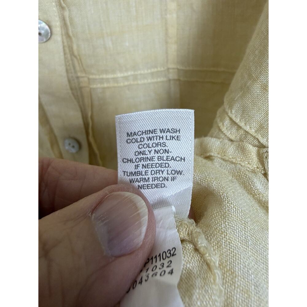 J.Jill Love Linen Women's Button Up Tunic Long Sleeves Sz M Yellow Feminine - Picture 15 of 15